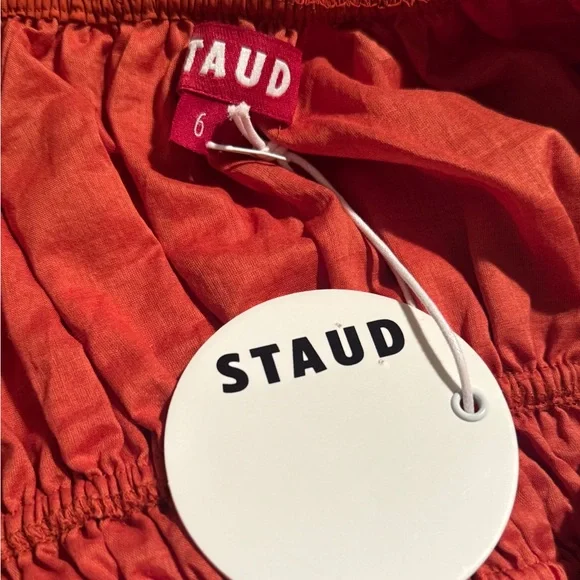 STAUD Bow Puff-Sleeve Mini Dress NWT - Picture 7 of 11